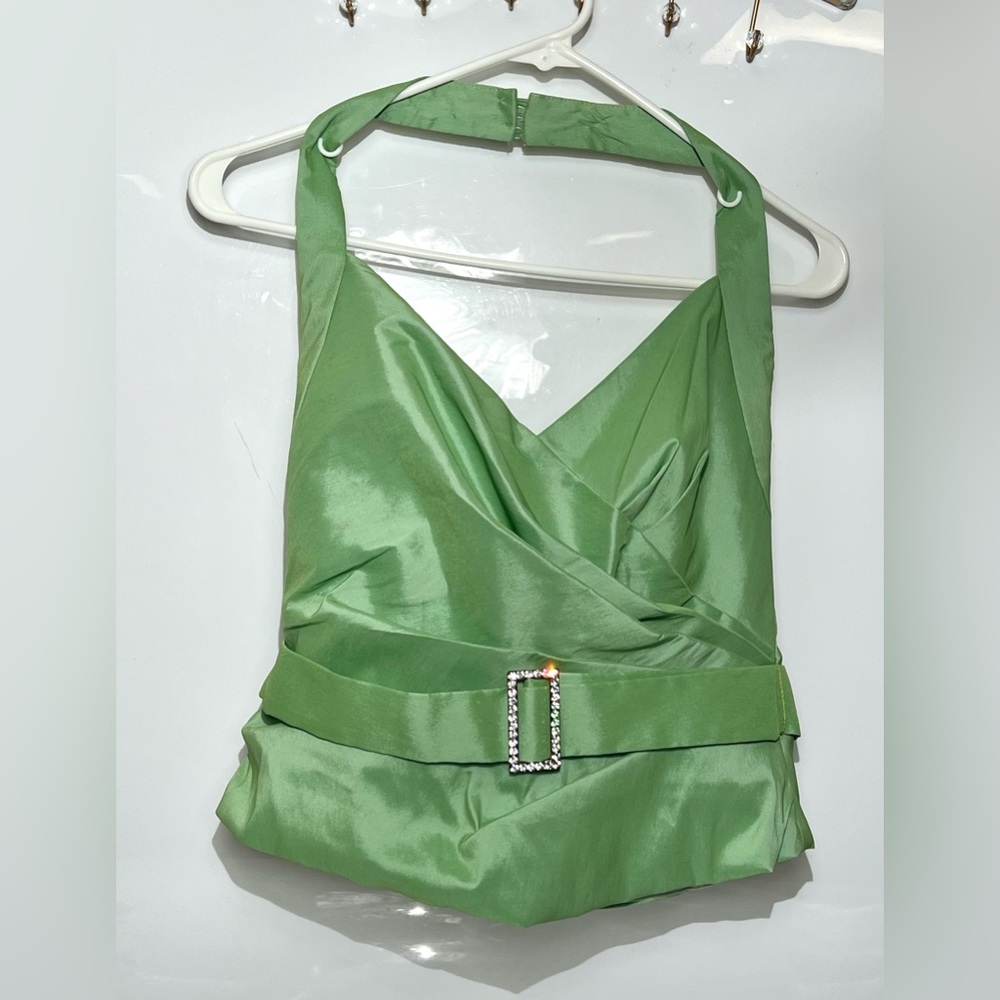 Veronique Young Vintage Taffeta Halter Cocktail Top Size 6